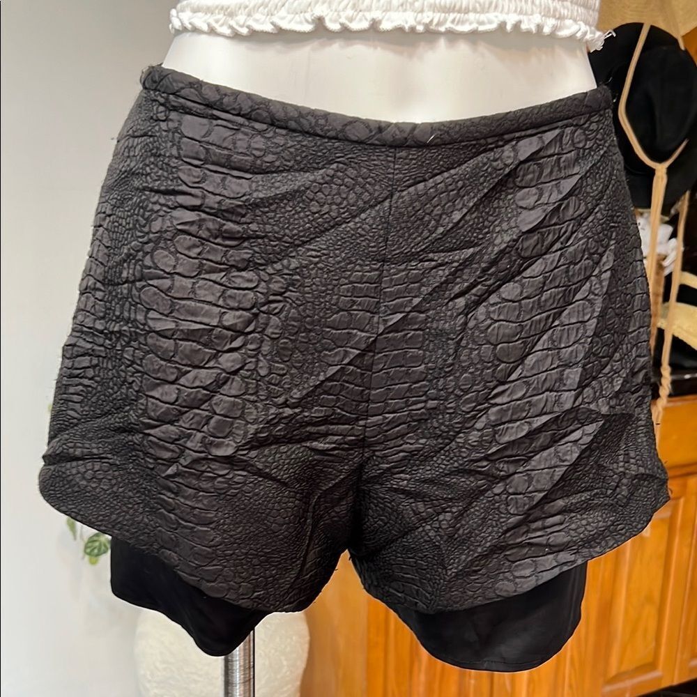 Sally LaPointe Black Shorts with Textured Design